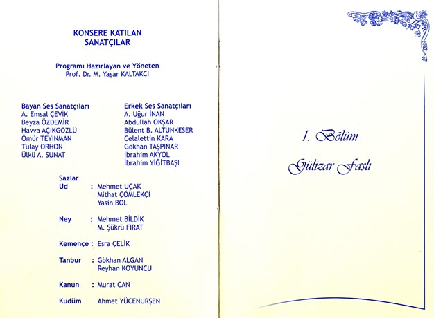 Gülizâr Takım : Hacı Ârif Bey Eserleri (Beraber ve Solo)